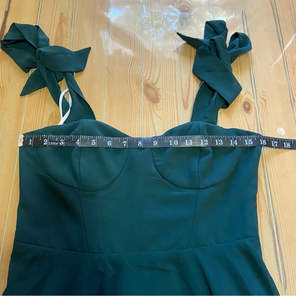 NWOT Lulus Sophisticated Charisma Dark Teal Tie-Strap A-Line Midi Dress - Picture 7 of 13